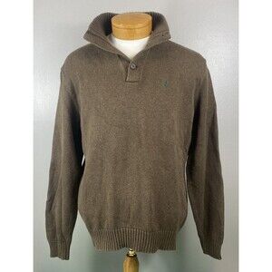 VTG Polo Ralph Lauren Sweater Mens Small Mock Neck Henley Brown Long Sleeves Y2K